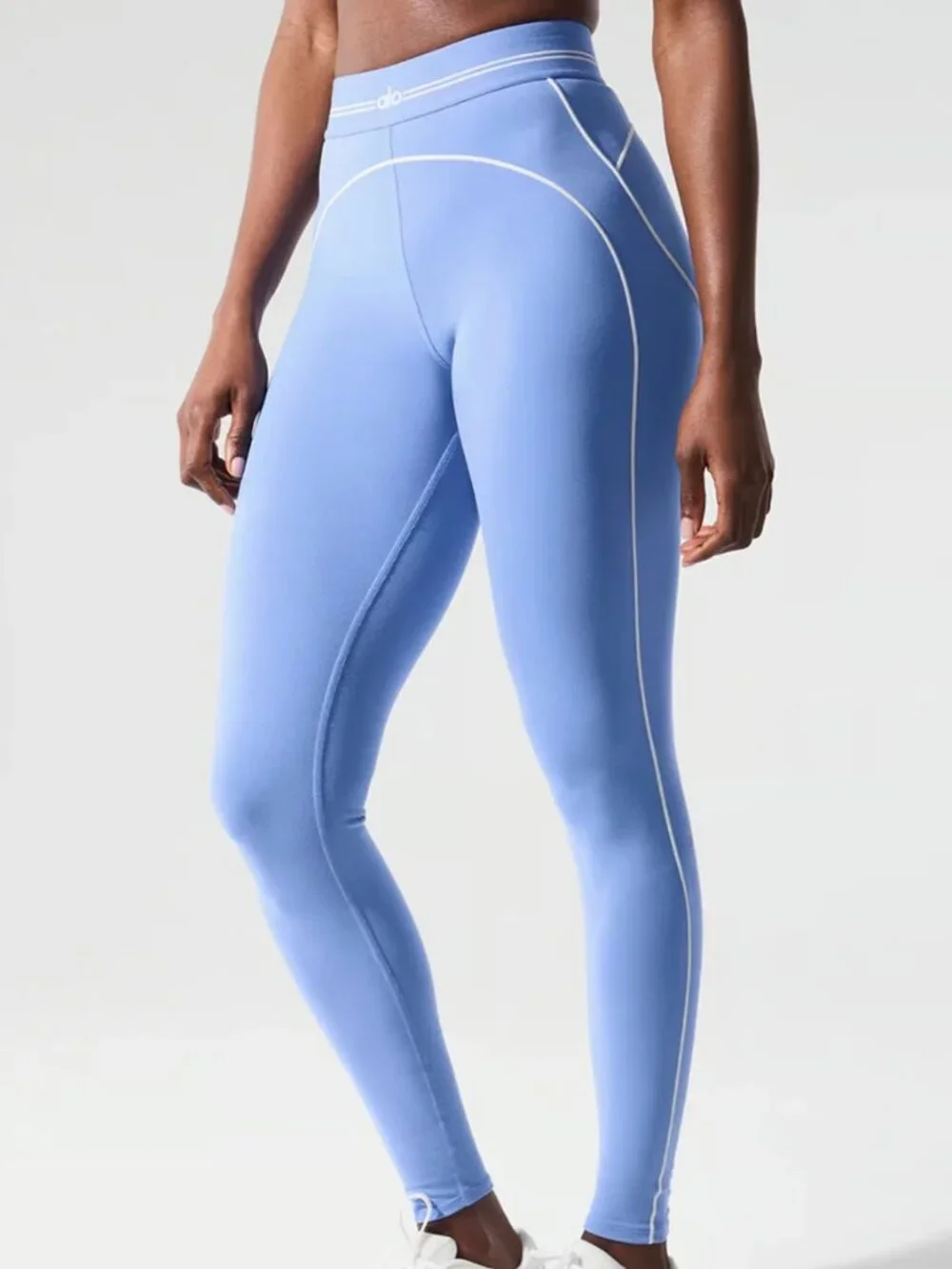 ALO Airbrush High-Waist Heart Throb Legging in Crystal Clear Blue White Sz 12 XL